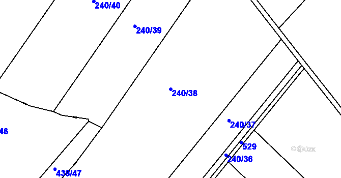 Parcela st. 240/38 v KÚ Chvalín, Katastrální mapa