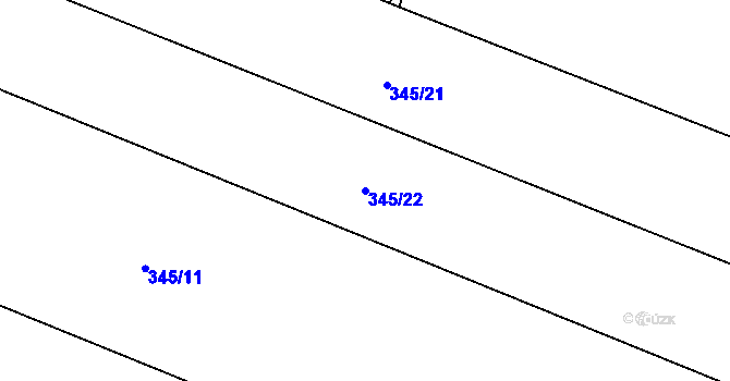 Parcela st. 345/22 v KÚ Chvalín, Katastrální mapa