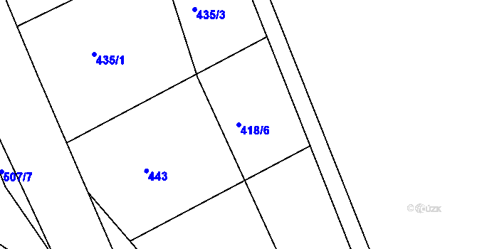 Parcela st. 418/6 v KÚ Chvalín, Katastrální mapa