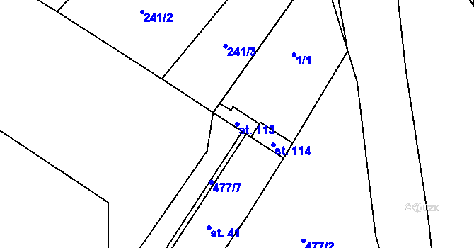 Parcela st. 113 v KÚ Chvalín, Katastrální mapa