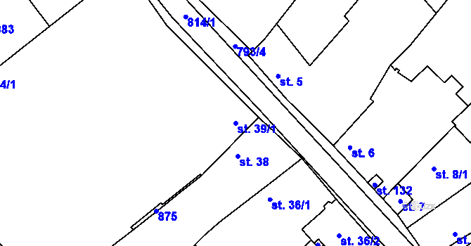 Parcela st. 39/1 v KÚ Nové Dvory u Doksan, Katastrální mapa