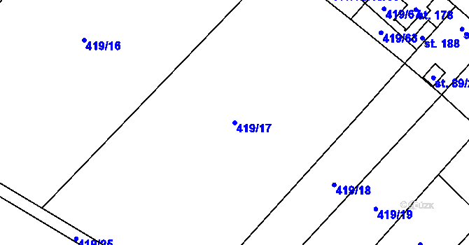 Parcela st. 419/17 v KÚ Nové Dvory u Doksan, Katastrální mapa