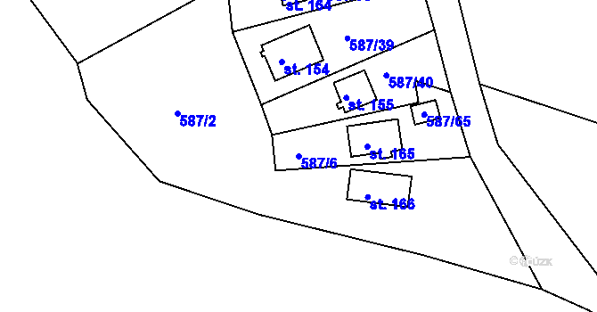 Parcela st. 587/6 v KÚ Nové Dvory u Doksan, Katastrální mapa