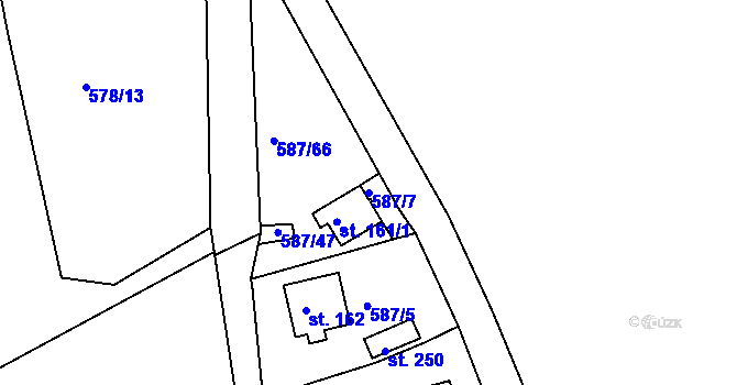 Parcela st. 587/7 v KÚ Nové Dvory u Doksan, Katastrální mapa