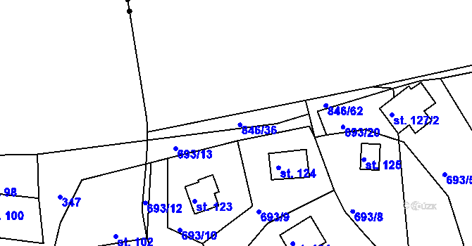 Parcela st. 846/36 v KÚ Nové Dvory u Doksan, Katastrální mapa