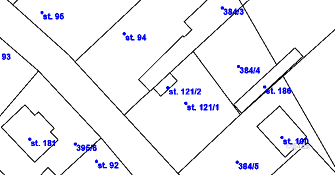 Parcela st. 121/2 v KÚ Nové Dvory u Doksan, Katastrální mapa