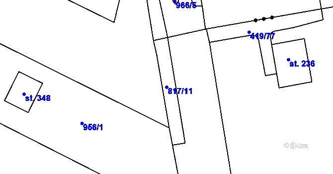 Parcela st. 817/11 v KÚ Nové Dvory u Doksan, Katastrální mapa