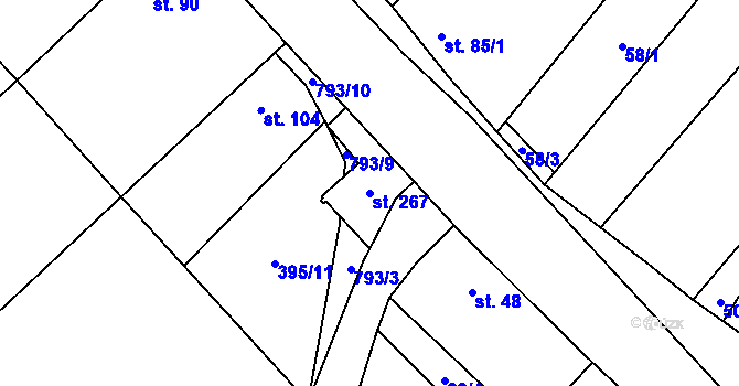 Parcela st. 267 v KÚ Nové Dvory u Doksan, Katastrální mapa