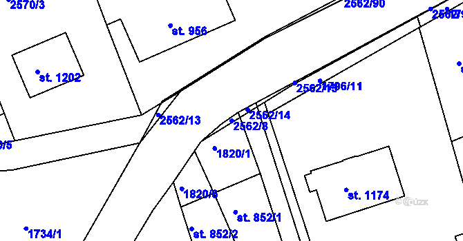 Parcela st. 2562/8 v KÚ Nové Dvory nad Bečvou, Katastrální mapa