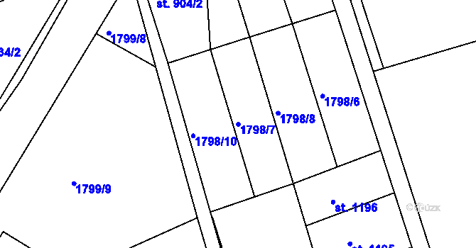 Parcela st. 1798/7 v KÚ Nové Dvory nad Bečvou, Katastrální mapa