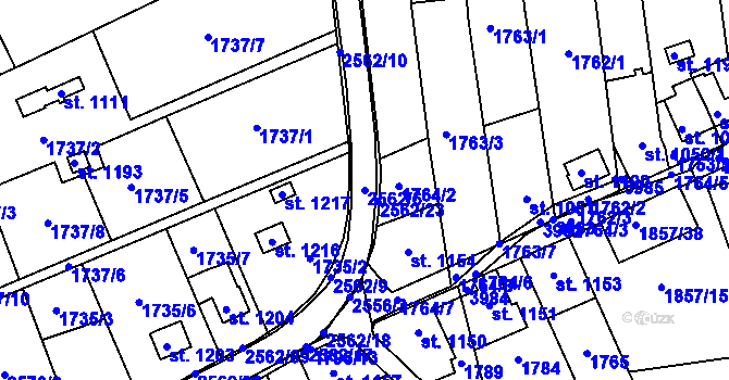 Parcela st. 2562/6 v KÚ Nové Dvory nad Bečvou, Katastrální mapa