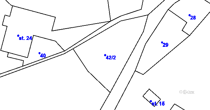 Parcela st. 42/2 v KÚ Jelení u Nových Hamrů, Katastrální mapa