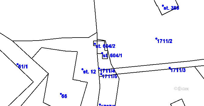 Parcela st. 604/1 v KÚ Nové Hamry, Katastrální mapa