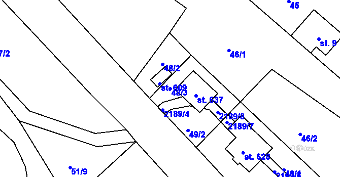 Parcela st. 48/3 v KÚ Nové Hamry, Katastrální mapa