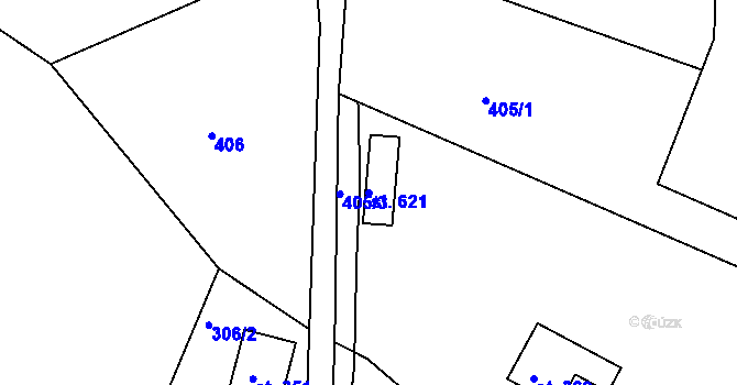 Parcela st. 621 v KÚ Nové Hamry, Katastrální mapa