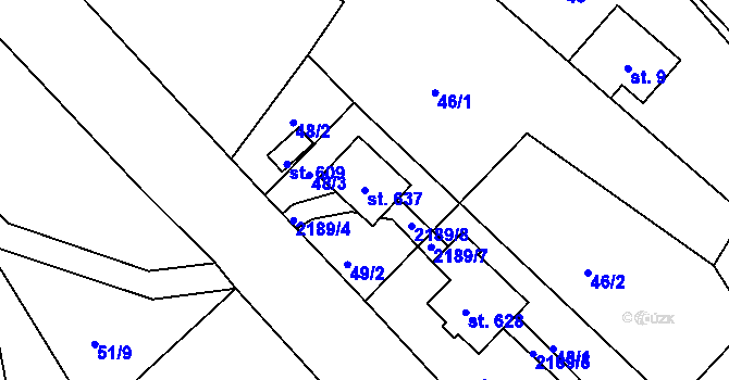 Parcela st. 637 v KÚ Nové Hamry, Katastrální mapa
