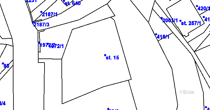 Parcela st. 15 v KÚ Nové Hamry, Katastrální mapa