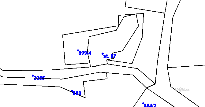 Parcela st. 87 v KÚ Nové Hamry, Katastrální mapa