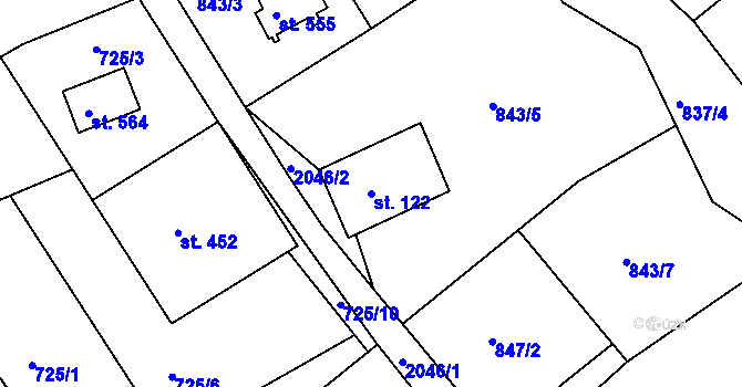 Parcela st. 122 v KÚ Nové Hamry, Katastrální mapa