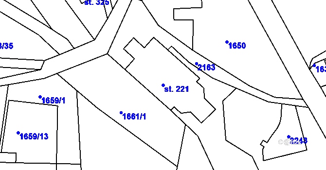 Parcela st. 221 v KÚ Nové Hamry, Katastrální mapa