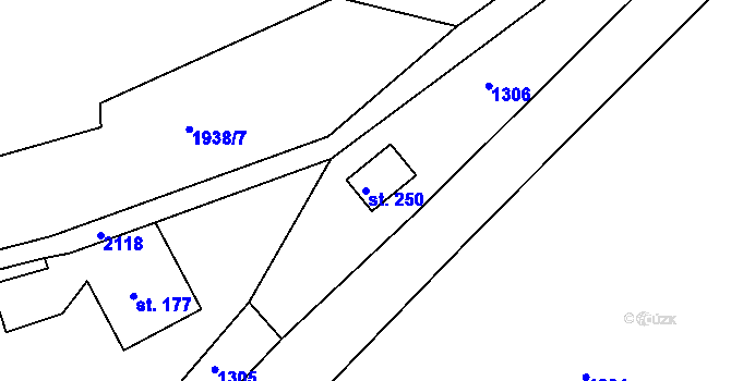 Parcela st. 250 v KÚ Nové Hamry, Katastrální mapa