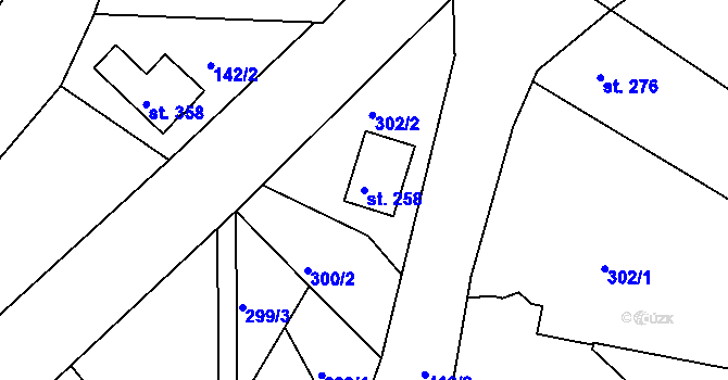 Parcela st. 258 v KÚ Nové Hamry, Katastrální mapa