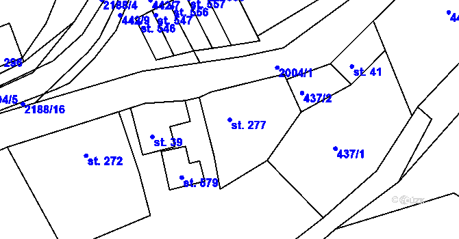 Parcela st. 277 v KÚ Nové Hamry, Katastrální mapa