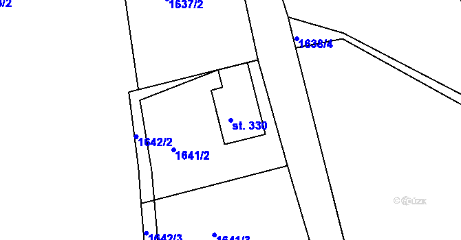 Parcela st. 330 v KÚ Nové Hamry, Katastrální mapa