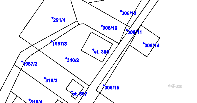 Parcela st. 355 v KÚ Nové Hamry, Katastrální mapa
