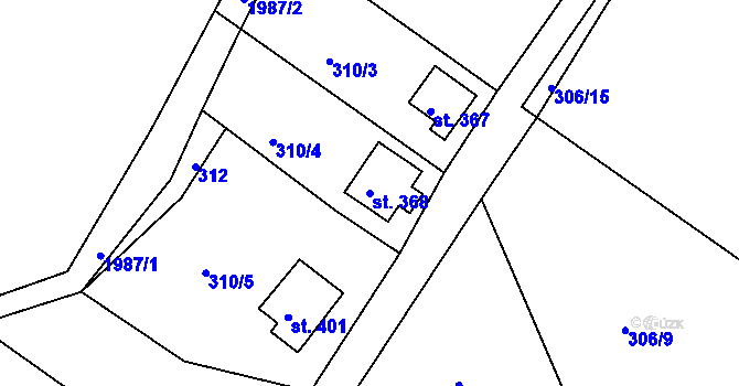 Parcela st. 368 v KÚ Nové Hamry, Katastrální mapa