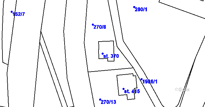 Parcela st. 370 v KÚ Nové Hamry, Katastrální mapa