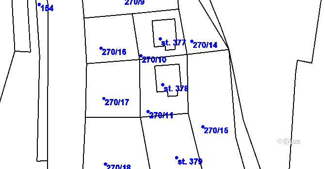 Parcela st. 378 v KÚ Nové Hamry, Katastrální mapa
