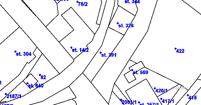 Parcela st. 391 v KÚ Nové Hamry, Katastrální mapa