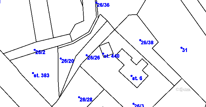 Parcela st. 440 v KÚ Nové Hamry, Katastrální mapa