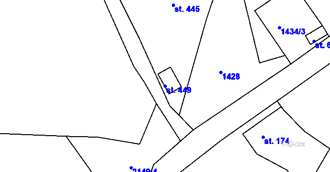 Parcela st. 449 v KÚ Nové Hamry, Katastrální mapa