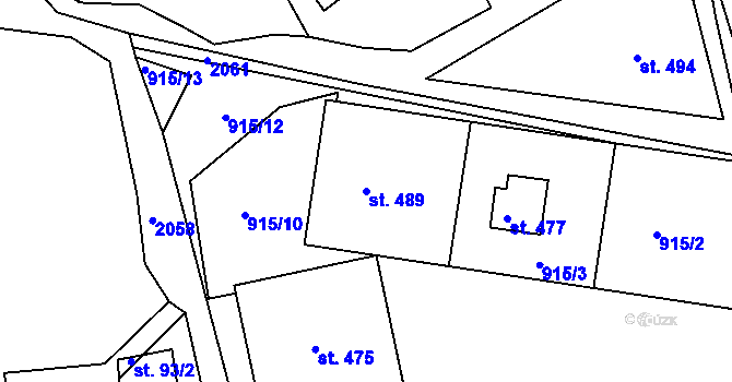 Parcela st. 489 v KÚ Nové Hamry, Katastrální mapa