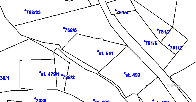 Parcela st. 511 v KÚ Nové Hamry, Katastrální mapa