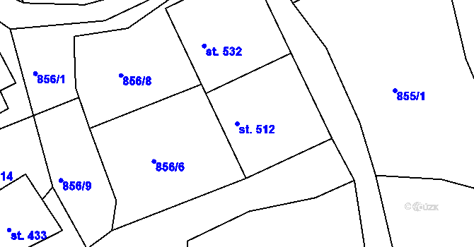 Parcela st. 512 v KÚ Nové Hamry, Katastrální mapa