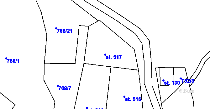 Parcela st. 517 v KÚ Nové Hamry, Katastrální mapa