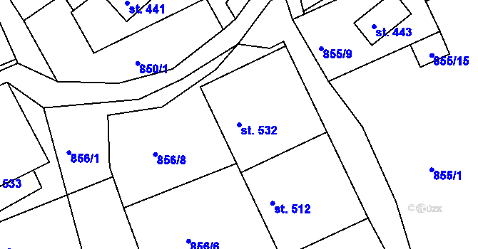 Parcela st. 532 v KÚ Nové Hamry, Katastrální mapa