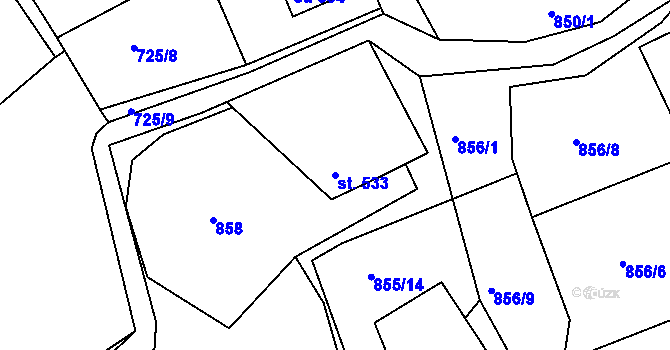 Parcela st. 533 v KÚ Nové Hamry, Katastrální mapa