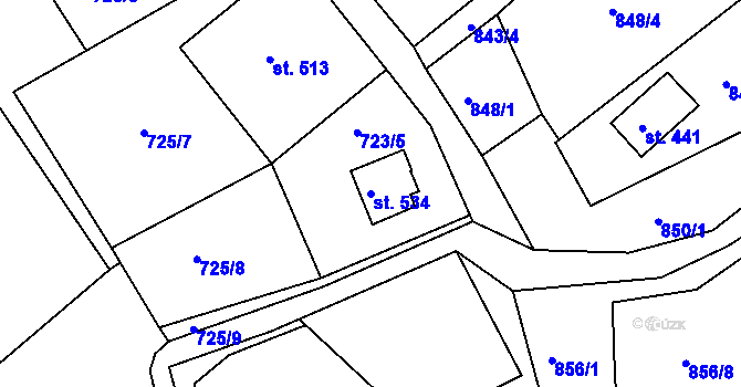 Parcela st. 534 v KÚ Nové Hamry, Katastrální mapa