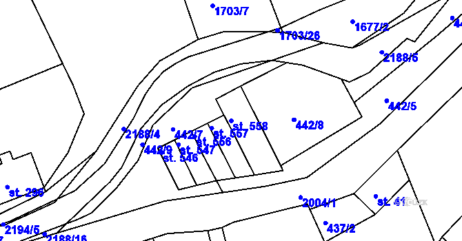 Parcela st. 558 v KÚ Nové Hamry, Katastrální mapa