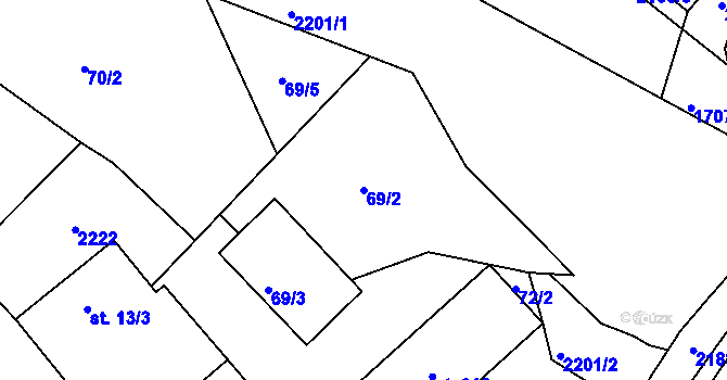 Parcela st. 69/2 v KÚ Nové Hamry, Katastrální mapa