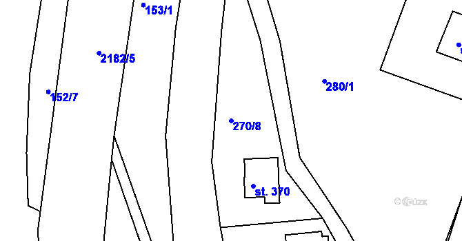 Parcela st. 270/8 v KÚ Nové Hamry, Katastrální mapa