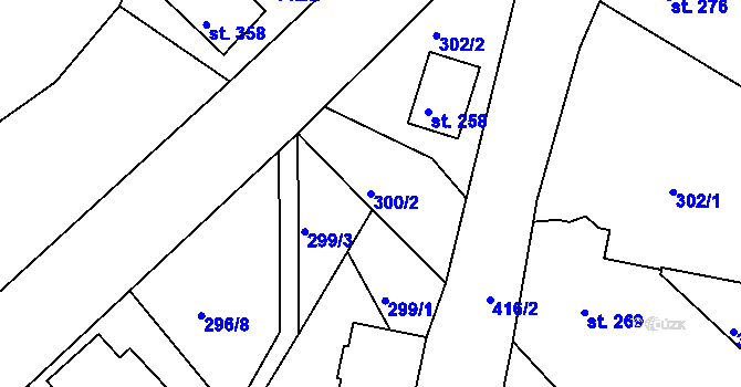 Parcela st. 300/2 v KÚ Nové Hamry, Katastrální mapa