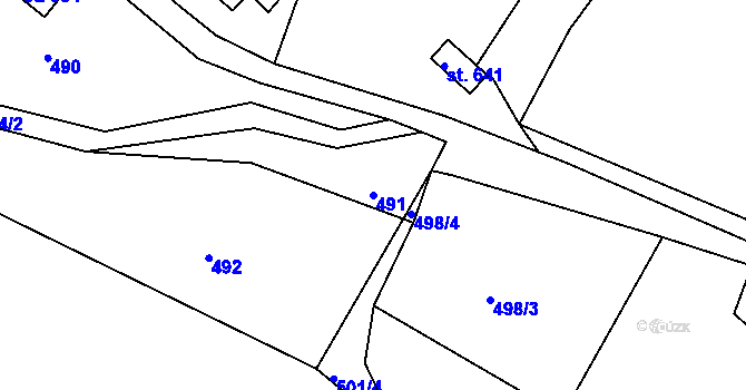 Parcela st. 491 v KÚ Nové Hamry, Katastrální mapa