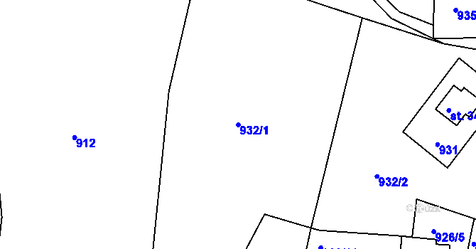 Parcela st. 932/1 v KÚ Nové Hamry, Katastrální mapa