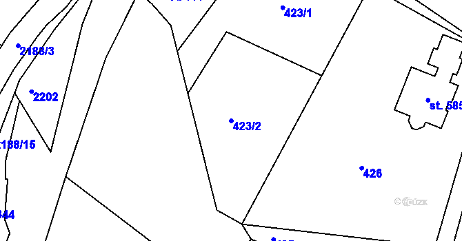 Parcela st. 423/2 v KÚ Nové Hamry, Katastrální mapa