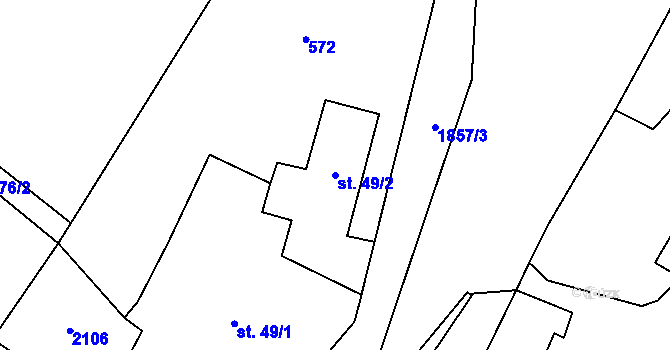 Parcela st. 49/2 v KÚ Nové Heřminovy, Katastrální mapa